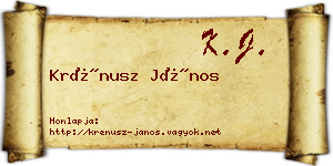 Krénusz János névjegykártya